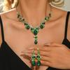 Bridal Jewelry Set Colorful Rhinestone Necklace Earrings Set Crystal Necklace Earrings Combo Premium Luxury Jewelry Set For Prom