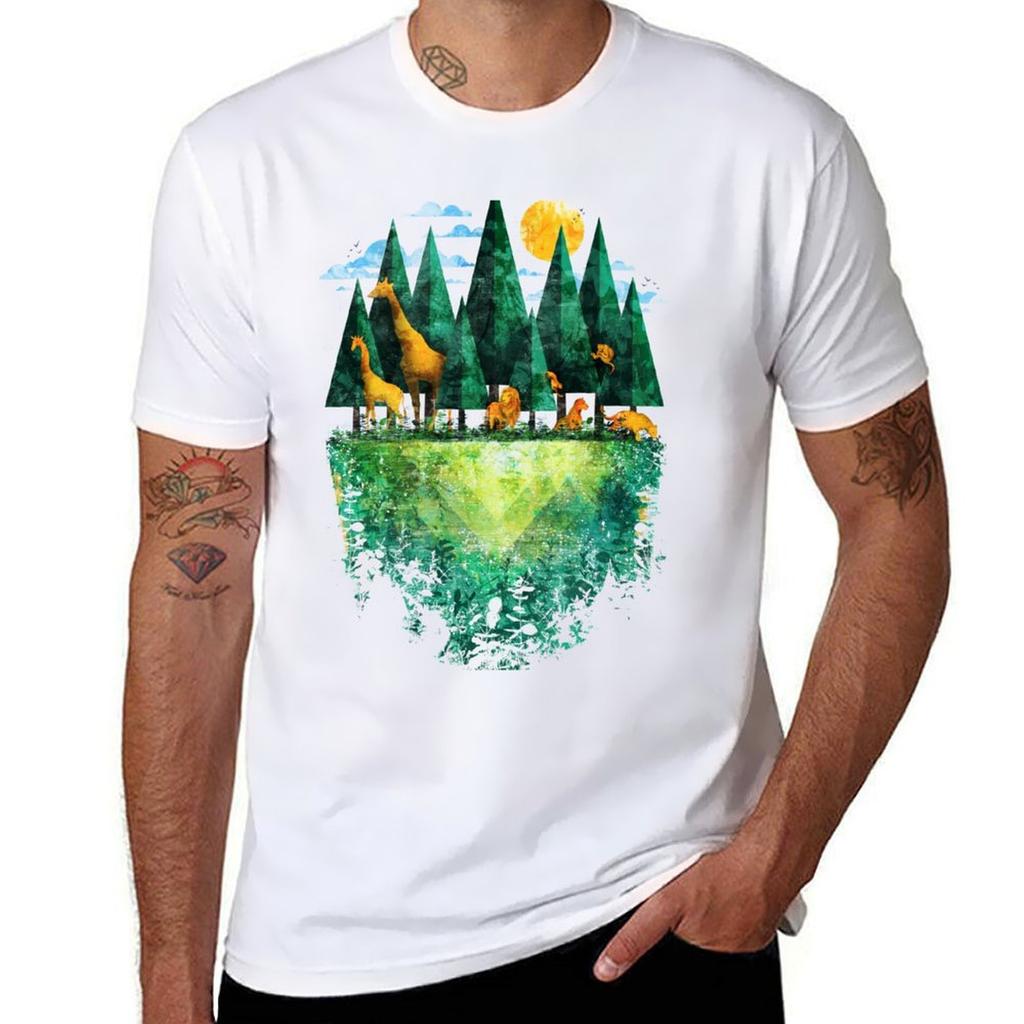Geo Forest TShirt Summer Print Short Sleeve Tee