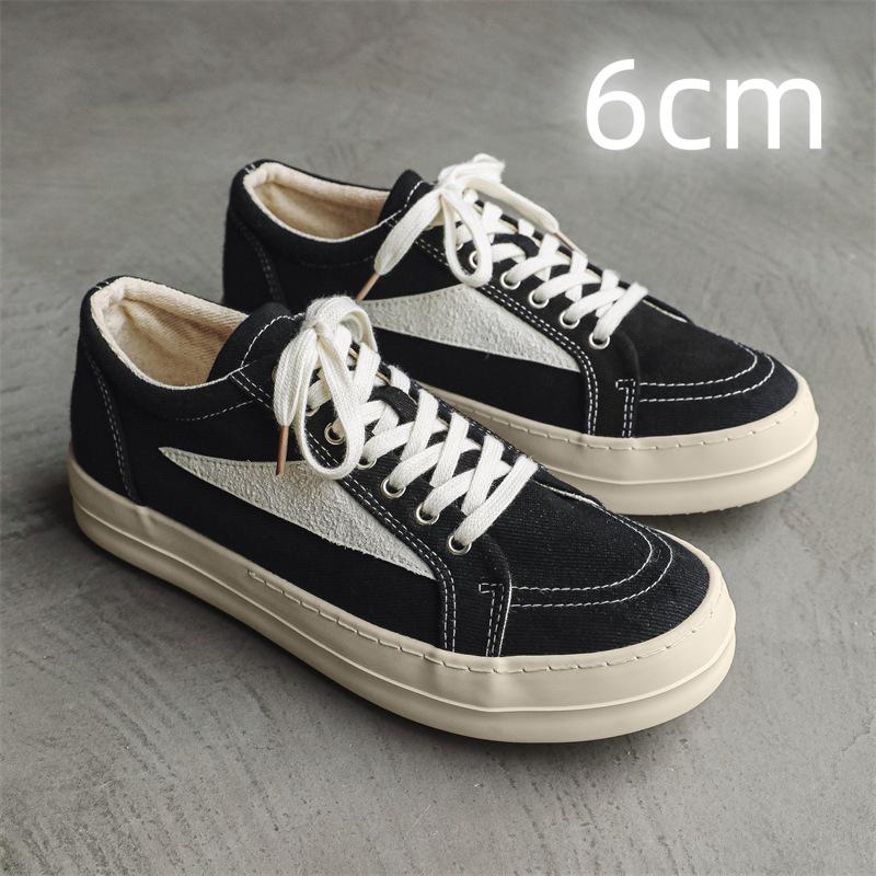 

Men s Retro Black & White Leather High-Top Boots with Thick Sole and Inner Heightening, Unique Inverted Triangle Design 41