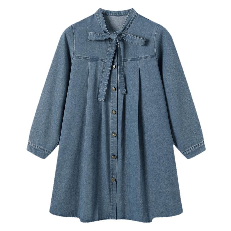 TonLion 2026 Spring Women's Ribbon Denim Dress