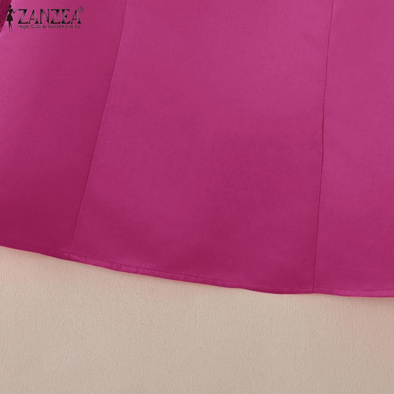 ZANZEA Damen Lässig Rundhals Spitze Einsatz 3/4 Ärmel Elegante Bluse