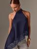 2026 European & American Women's Summer Satin Lace Halter Top