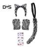 Wolf Ear Tail Set Realistic Design Plush Headband Gloves Tail Set Halloween Parties Role-Playing Accessories