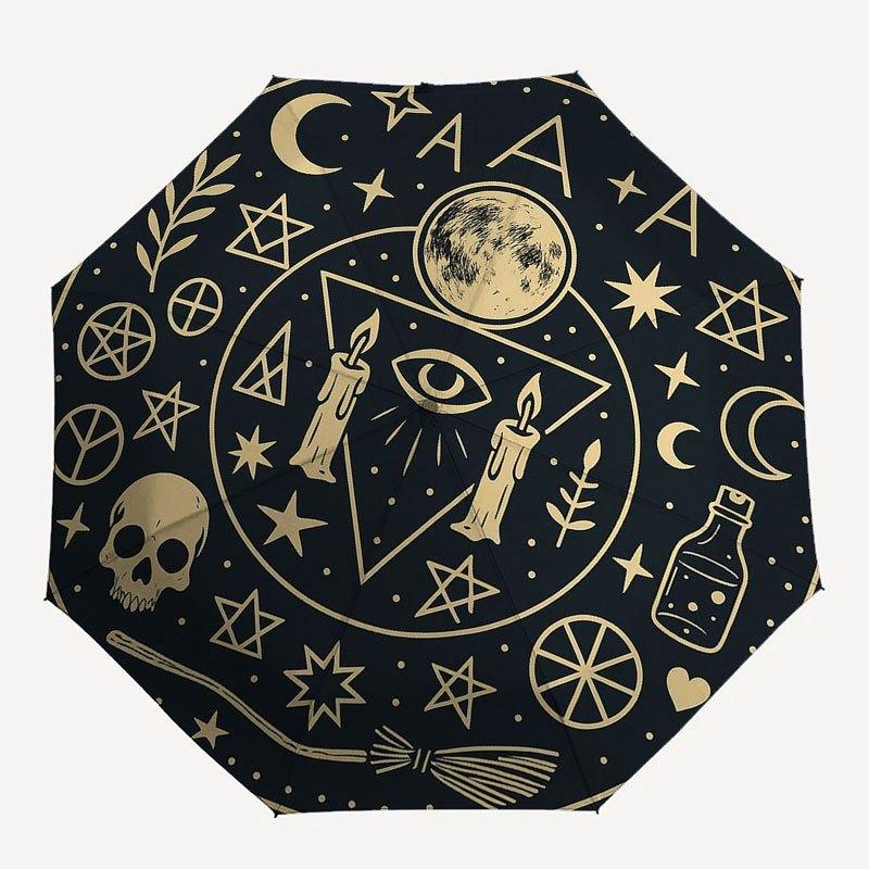 Enchanted Circle: Mystical Symbols for Your Space Umbrella, Portable 3-Fold Compact Umbrella for Men & Women R152