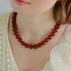 Handmade Red Agate Beaded Necklace: Women's High-End Chinese Style Clavicle Choker