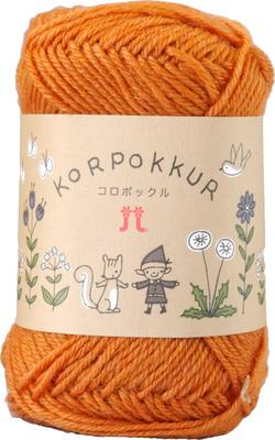 Koropokkuru Yarn, Medium-Fine, Col. 6, Orange, 25g, Approx. 92m, Pack of 5, 2126