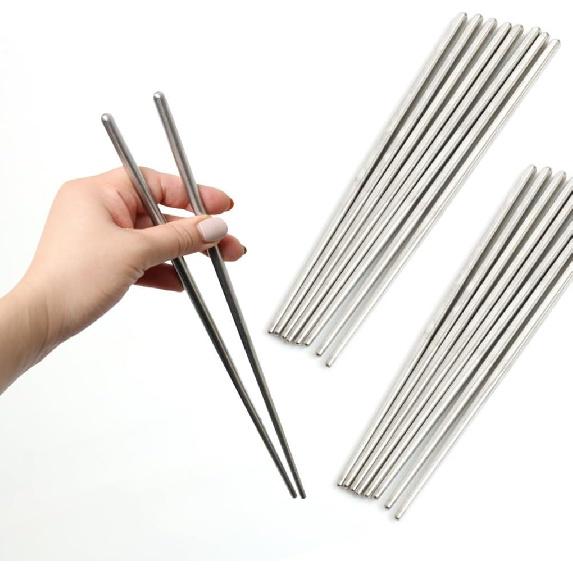 Vacuum Chopsticks 10 Pairs For Asian Party Korean Restaurants Reble Dishwasher Safe Lightweight Stainless Steel Chopsticks Non-Slip