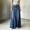 Gonne di Jeans Vintage da Donna Retro Usurate Vita Alta Orlo Sfilacciato Aderenti Maxi Lunghe in Jeans con Tasche Gonna Lunga Casual da Donna in Jeans