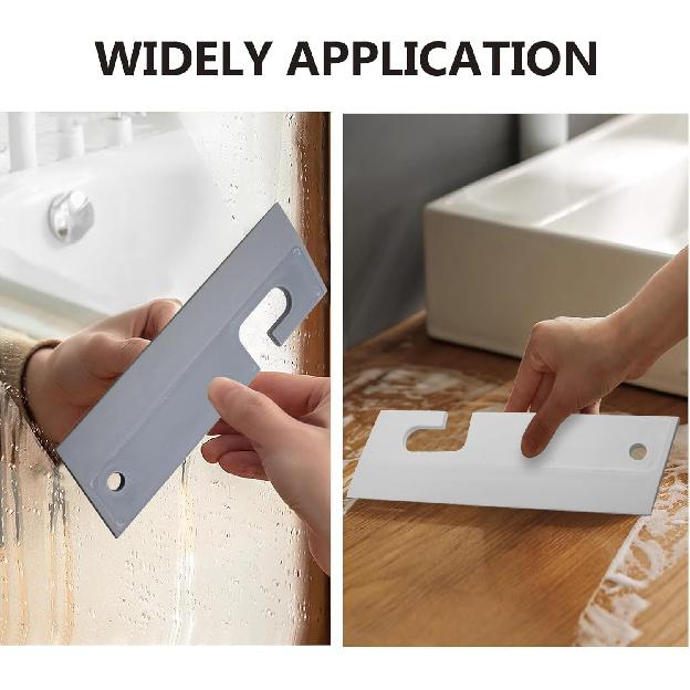 2 Pcs 7.68" Silicone Squeegee White Soft Water Scraper Cleaner Hanging Hole Car Window Blade Flexible Waterblade Cleaner Tool for Shower Doors Mirror