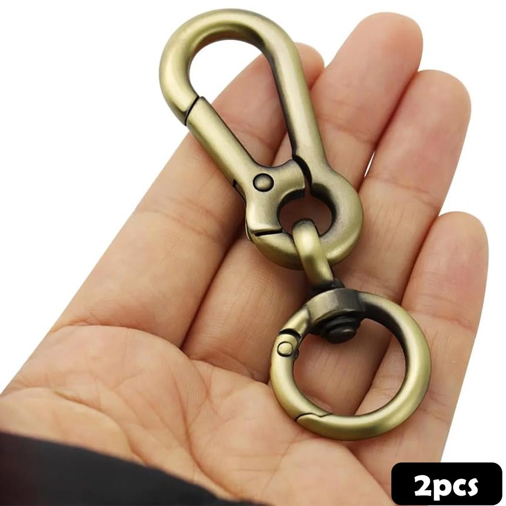 2 Pcs Swivel Trigger Snap Hook Lobster Claw Clasp Spring Loaded Clip, Double Opening Key Chain Clip for Bags Car Keys Keychain