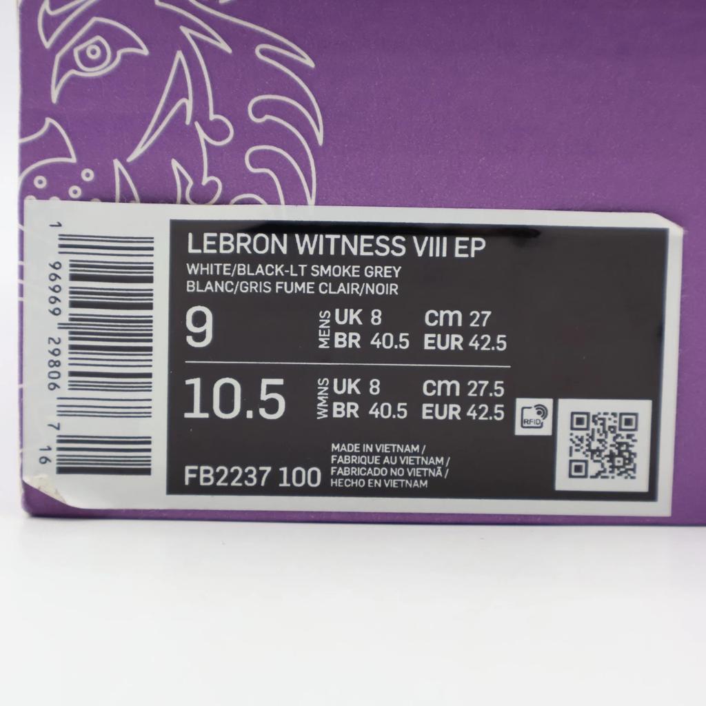 FB2237-100 Nike LeBron Witness 8 White Light Smoke Grey Black (Men's)