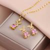 New Fashion Gold Plated Necklaces Earrings Sets For Women Female Trendy Party Jewelry Girls Daily Wear Neck Chain Earrings
