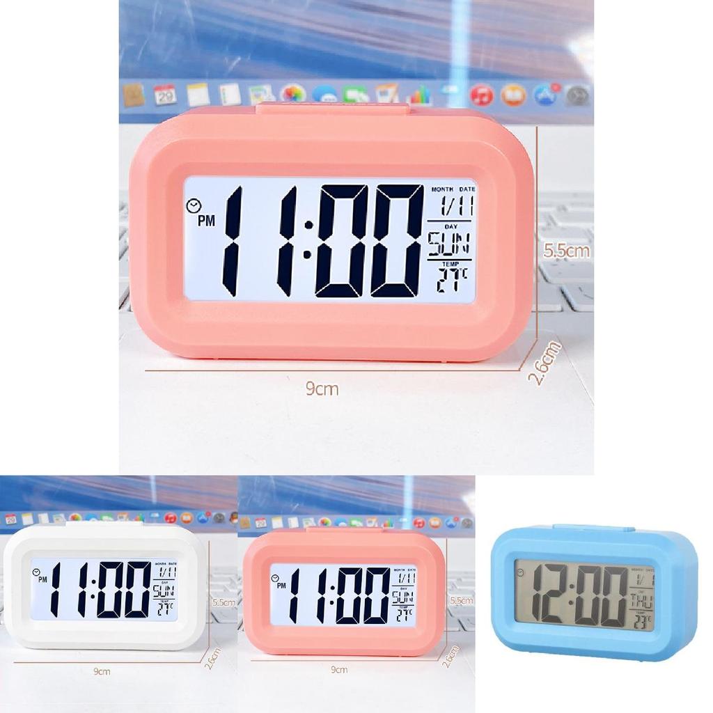 Childrens Cartoon Desktop Alarm Clock With Temperature Sensor Night Light For Girls Room