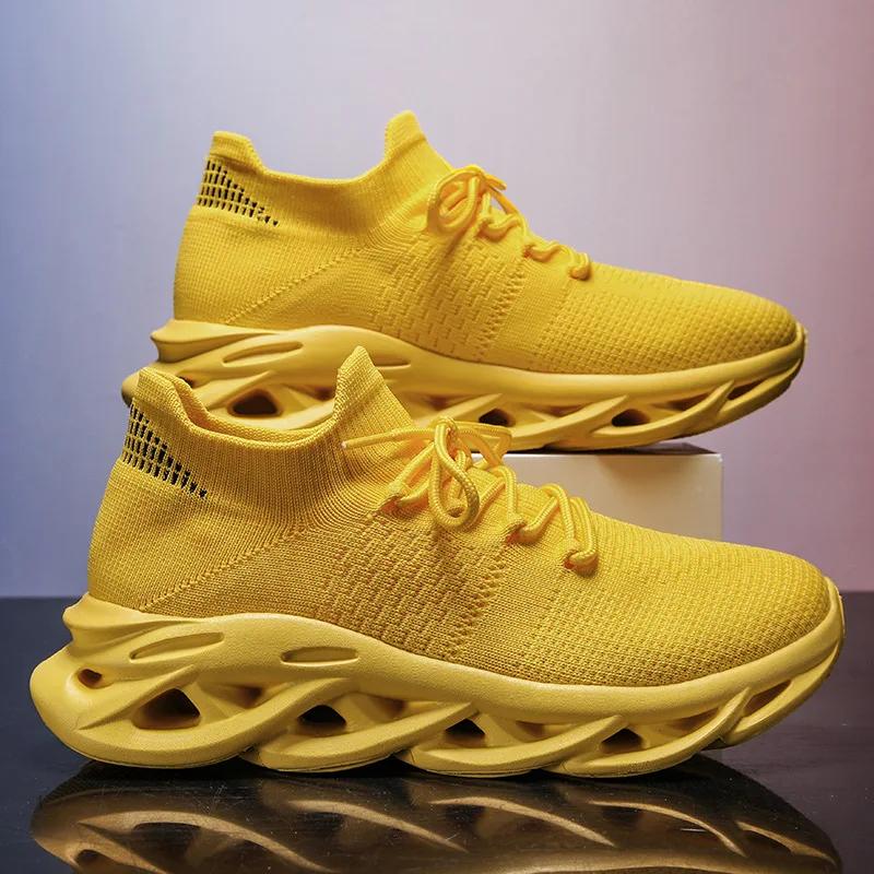 

Fashionable Men s Sneakers Thick soled Tall Lightweight Soft soled Casual Mesh Breathable Running Shoes Zapatillas Deportivas 39 жовтий