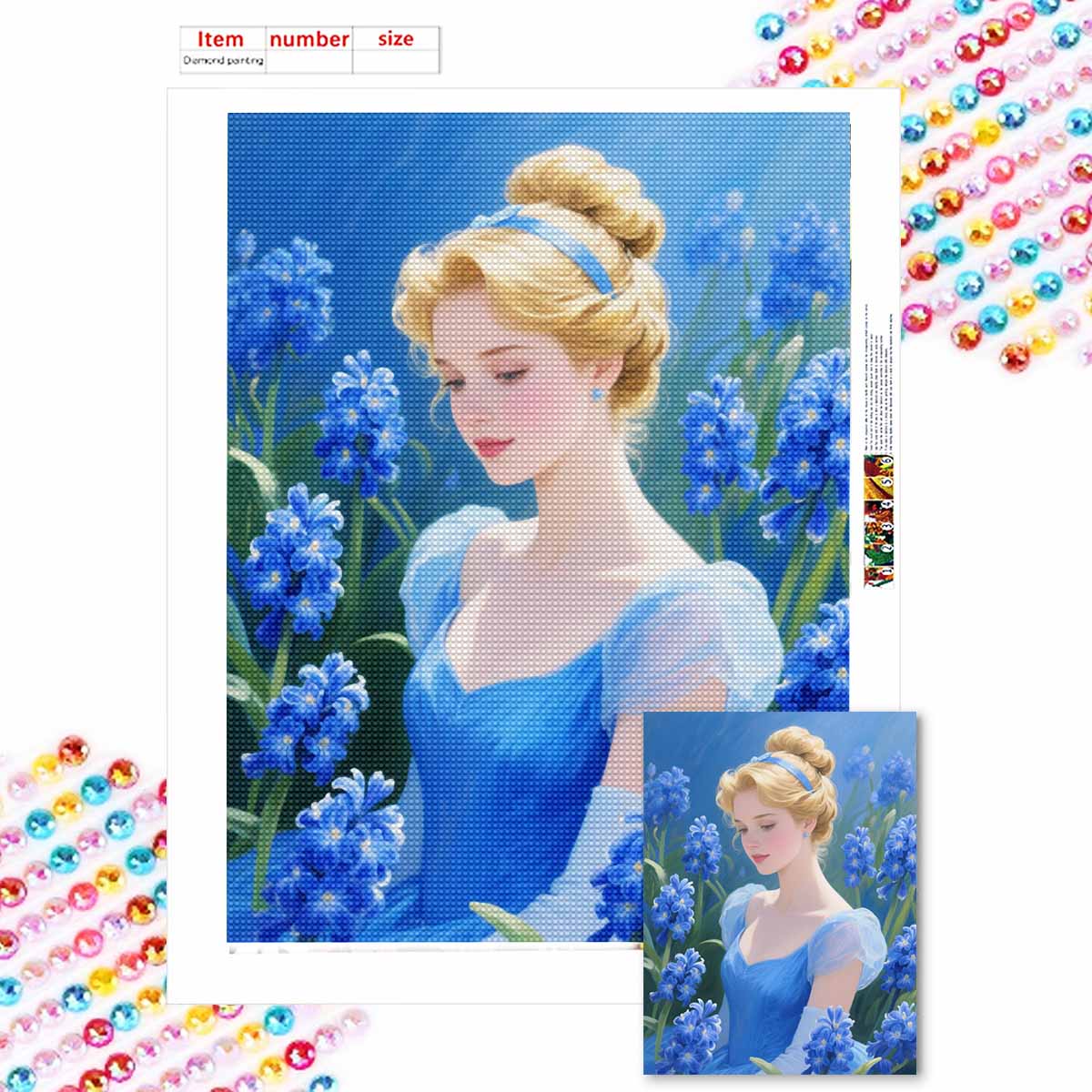 

Алмазная мозаика Красочная алмазная живопись Принцесса на клумбе Полная круглая вышивка Мультяшные креативные хобби Настенный декор Round 20x30cm