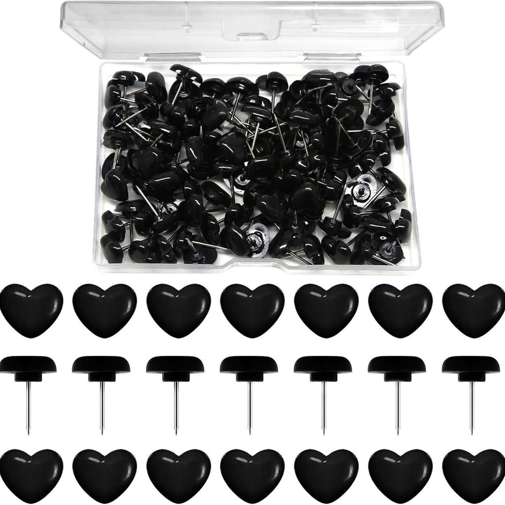 100 Heart-shaped U-shaped Pushpins for DIY, Office, Stationery, and Maps