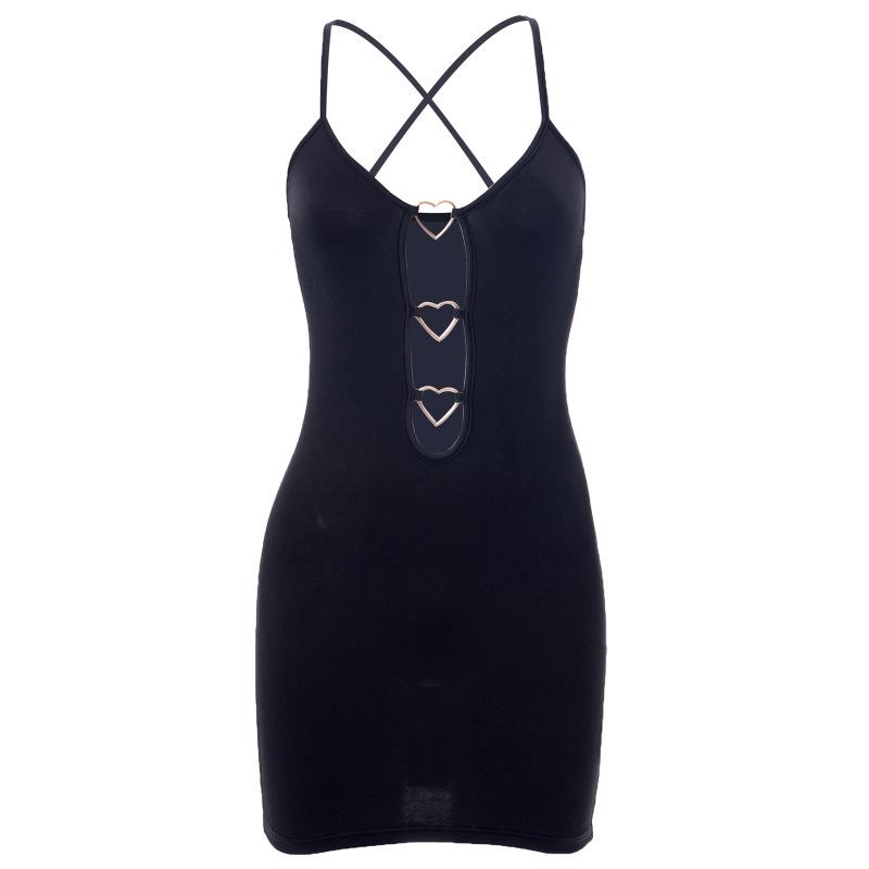 QICED Women's Spring Summer Pure Color Halter Sleeveless Spice Girl Dress