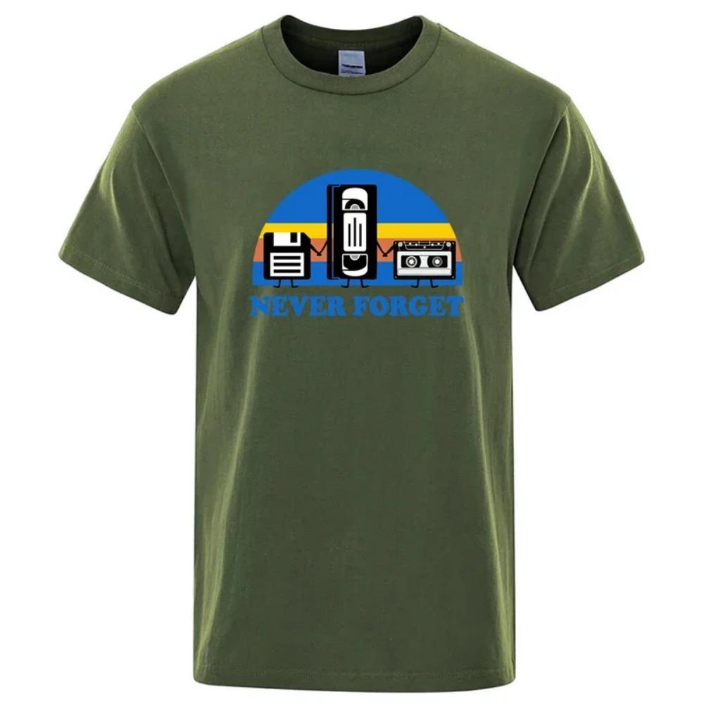 Summer Men's T-shirt Never Forget Sarcastic Graphic Music Funny Printed Blend T-Shirt Loose Male Top Casual Short Sleeve