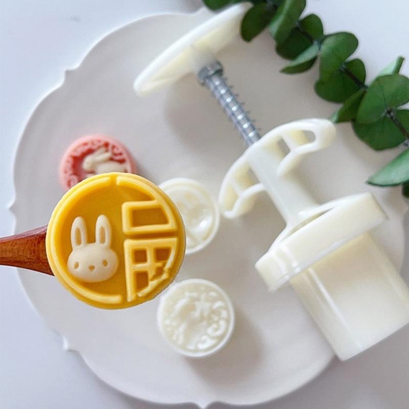 DIY Round Mooncake Mold Versatile Festival Cake Making Molds Biscuits Hand Press Mould for Home Cooks and Food Lovers