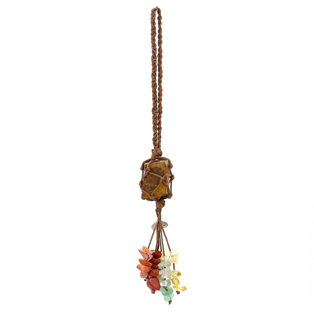 Seven-Color Crystal Pendant with Hand-Woven Tassel for Car or Home Decor