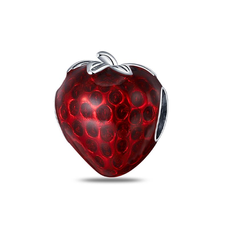 Kupferfarbene Erdbeer-Kirsch-Apfel-Avocado-Frucht-Anhänger Perlen Passend für Qikaola Original Armbänder Feiner DIY Geburtstagsschmuck