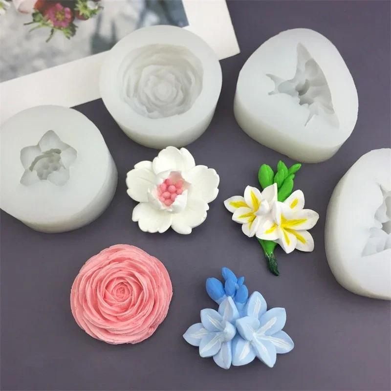 3D Flower Silicone Mold Aromatherapy Candle Cake Chocolate Fondant Baking Tool Craft Gift Making Mould for Home Garden