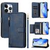 For iPhone 14 Pro Case Zipper Pocket Multiple Card Slots Leather Phone Cover