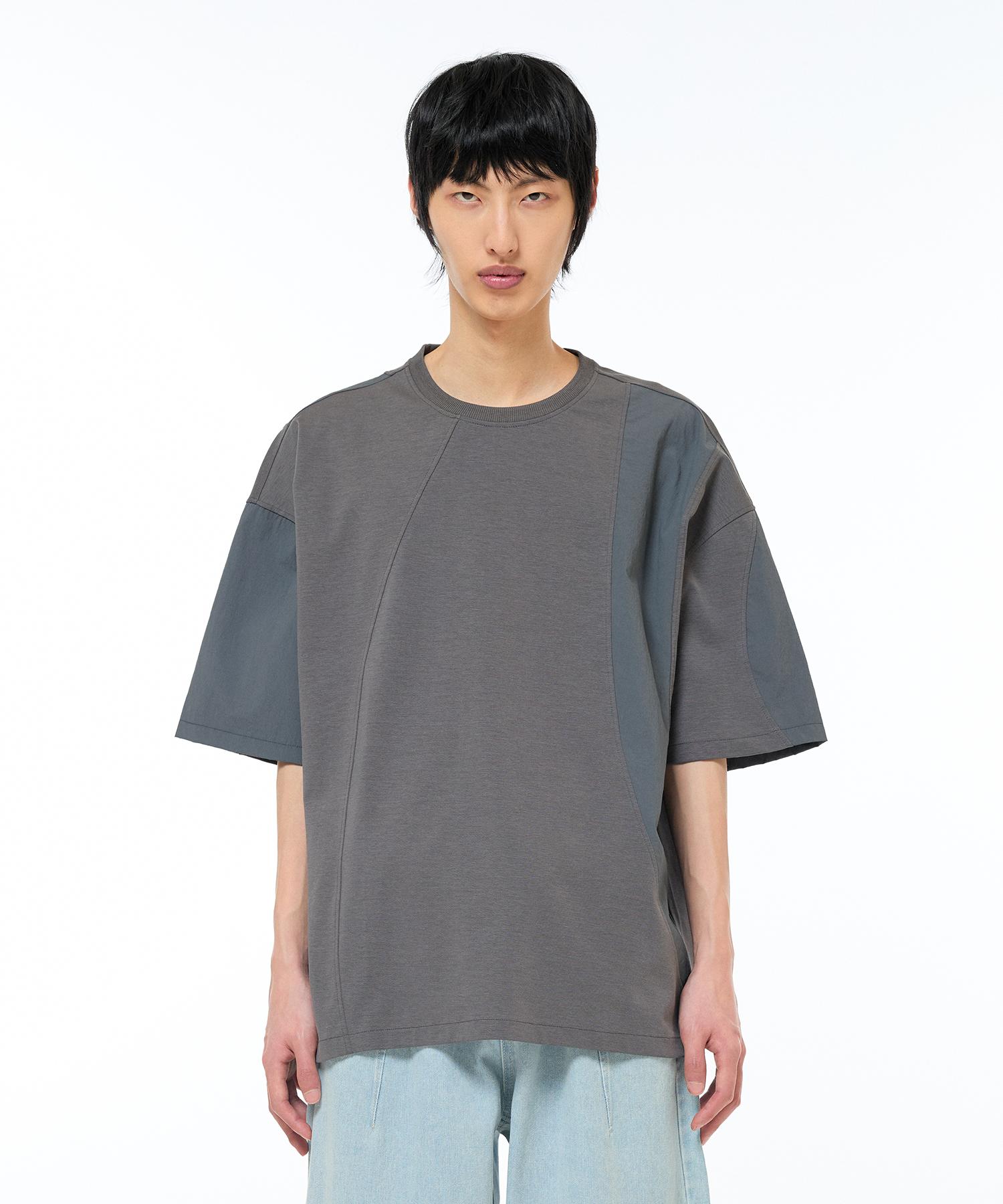 Zensai Curved Woven Mix T-Shirt Gray/M