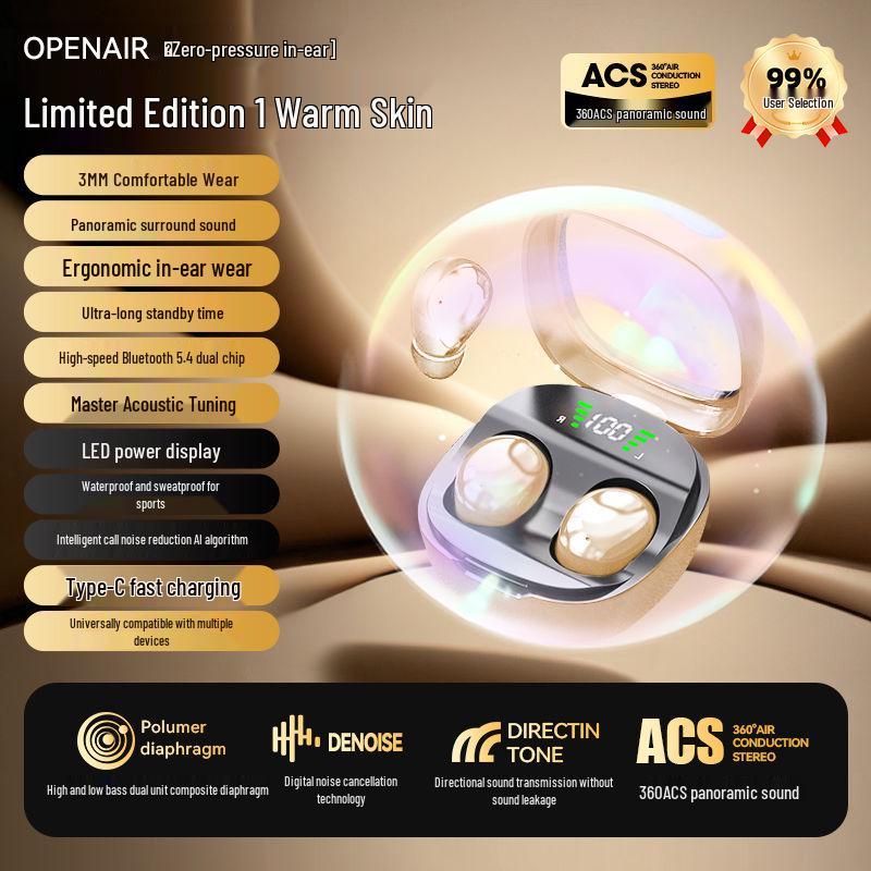Ultra-Small Invisible Noise-Cancelling Bluetooth Sleep Headset for Mobile Phones
