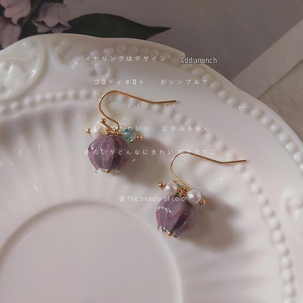 

Water Lily Lotus Earrings: Handmade Glass Lampwork with Unique Floral Design