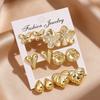 New gold stud earrings set female butterfly flower love water drop shape versatile earrings female