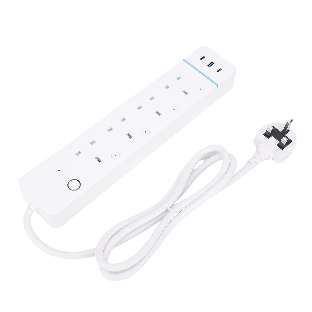 Smart strømskinne for APP WiFi Smartplugg Strømskinne med 4 individuelt kontrollerte uttak og 3 USB-porter for hjemmet