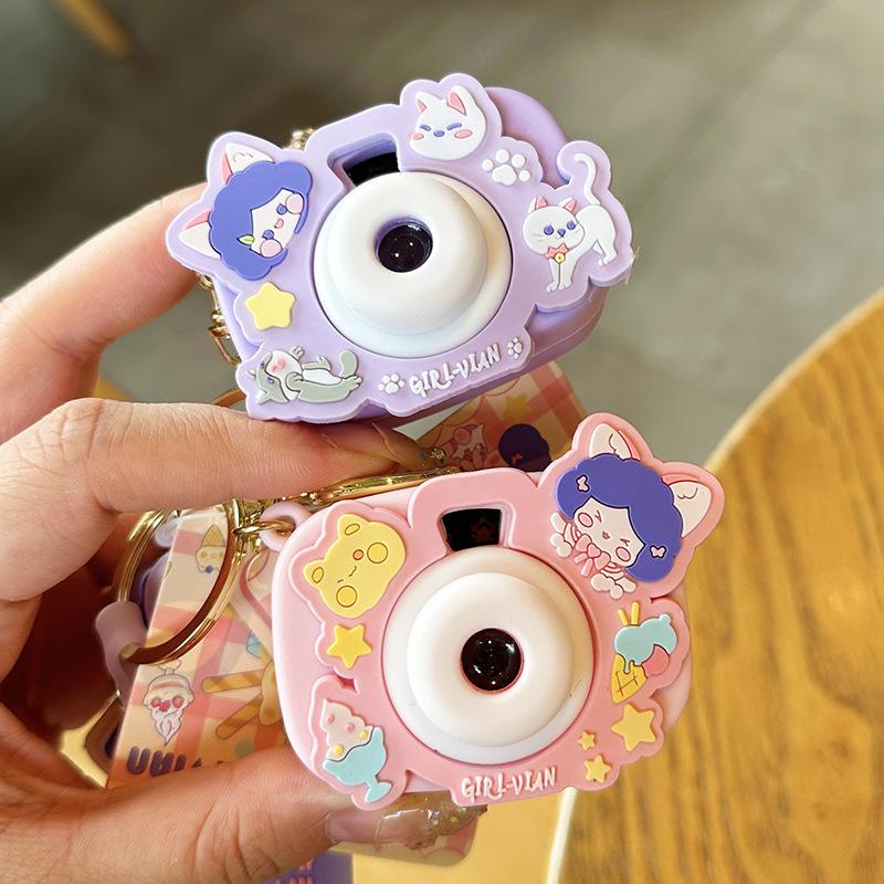 Canine Girl Projection Camera Keychain Women'S Exquisite Key Chain Pendant Creative Fun Practical Key Ring