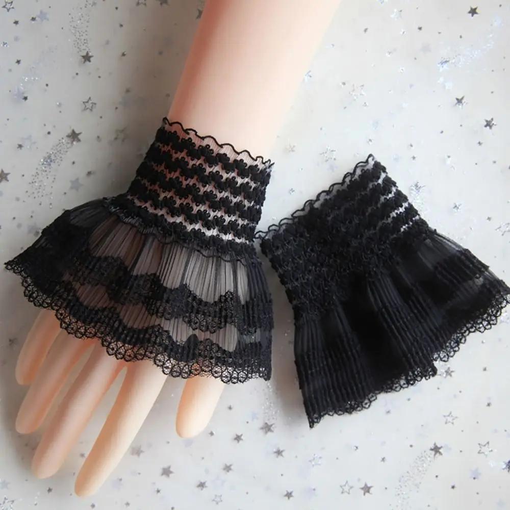 1Pair Universal Gloves Arm Cover Sweater Decorative Fake Sleeve Lace Cuffs Ruffles Elbow Sleeve Detachable Sleeve Cuffs