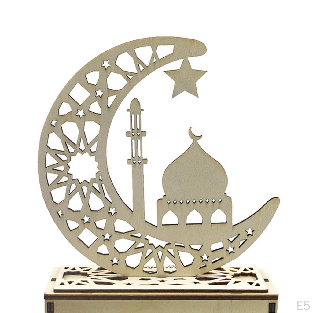 Elegant Wooden Eid Mubarak Ramadan Ornament with S