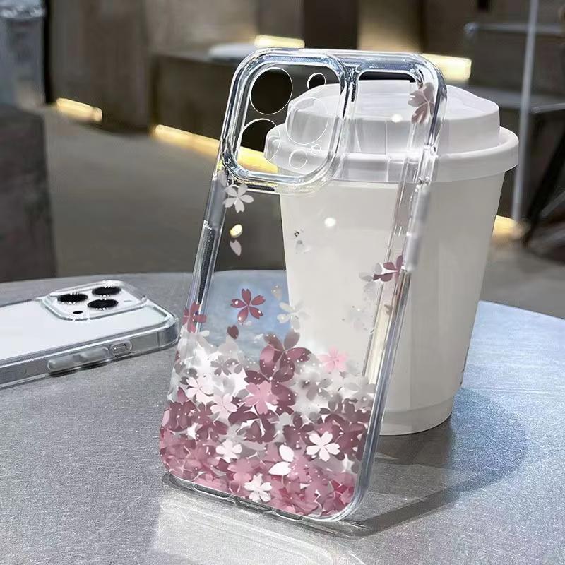 For Xiaomi Mi 17 Pro 15 14 13 12 11 Lite 5G Mi 15 T Pro 14T 13T 12T Painted Cherry Blossom Pattern Phone Case Clear Bumper Cover
