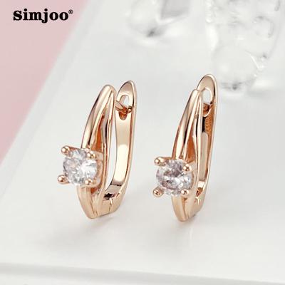 SIMJOO Απλά σκουλαρίκια με ζιργκόν σε κομψό χρώμα ροζ χρυσού