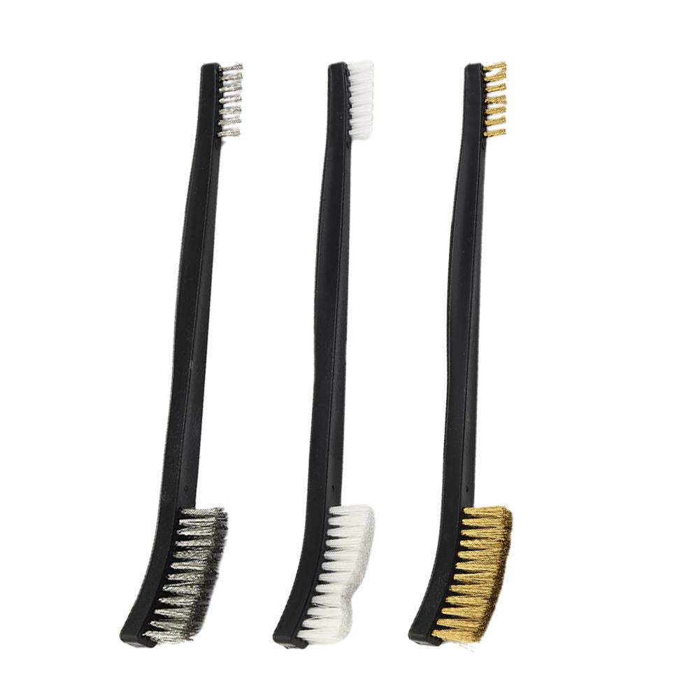 Wire Brushes Double Head Gold Plastic Stainless Steel