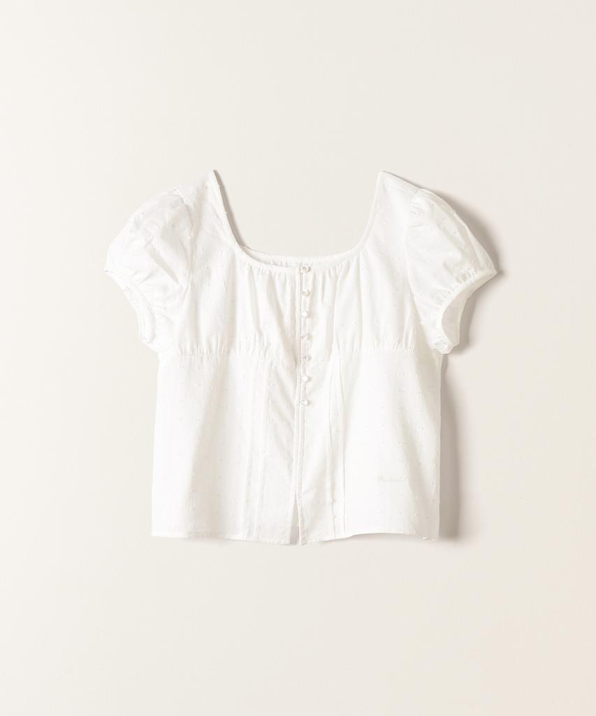 Tudument Polka Dot Puff Sleeve Blouse White