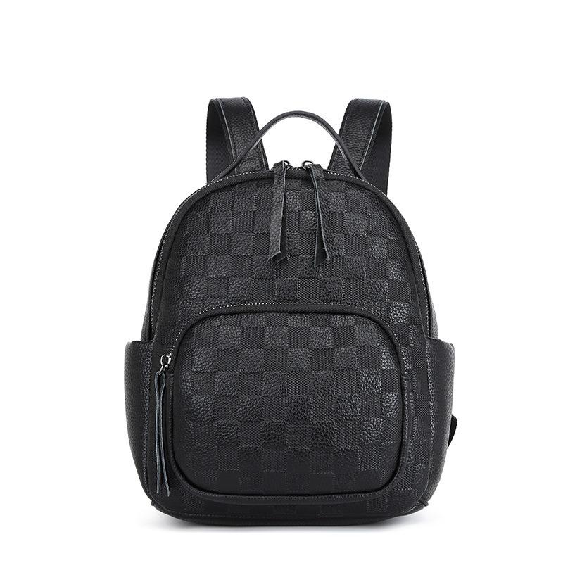 Casual Women's Backpack Large Capacity Genuine Leather Backpack Senior Sense Bag Diamond Lattice Small Backpack