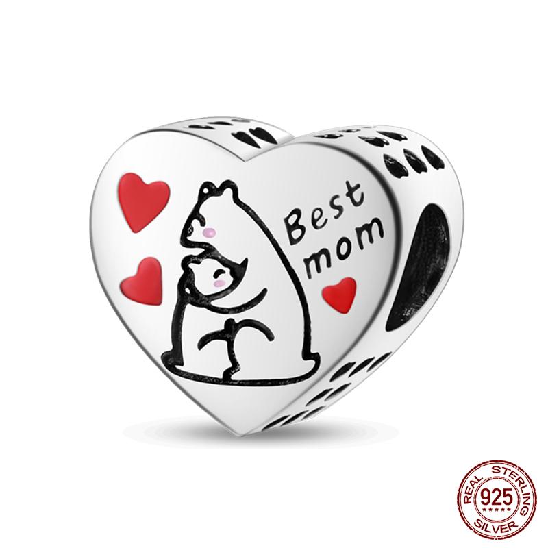 100% Copper Heart Shaped Warm Family Charm Beads Fit Qikaola Original Bracelets Fine Diy Mother'S Day Jewelry Gifts