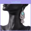Ethnic Alloy Style Dangle Earrings Featuring Peacock Blue Finish For Ladies