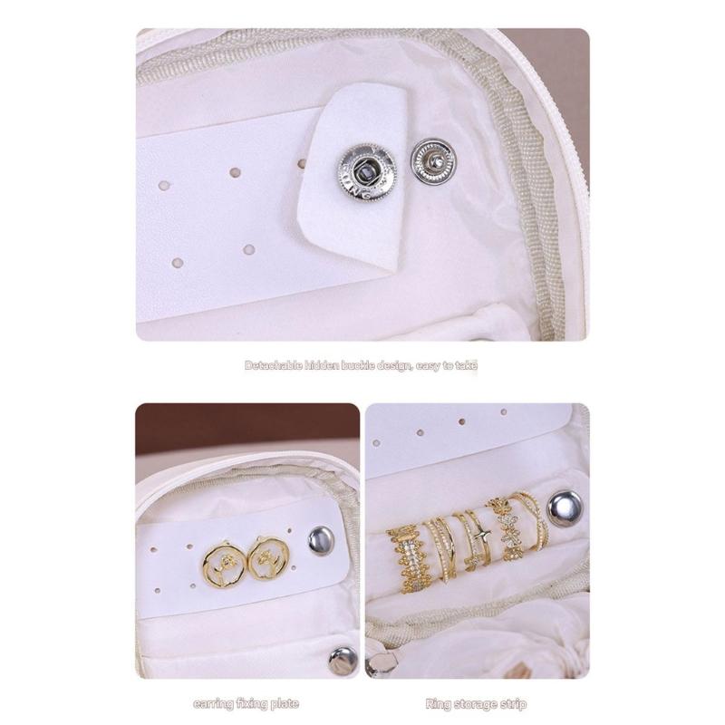 Leather Jewelry Storage Bag With Adjustable Drawstring Design Safely Holds Earrings Necklaces Rings Portable Organizers