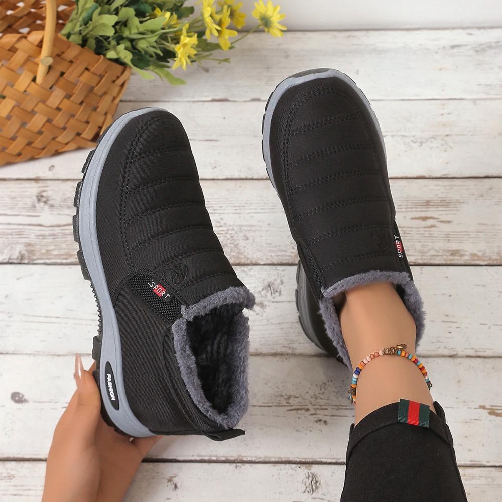 Zapatos de mujer, zapatillas deportivas de mujer, botas de forro polar y engrosadas, botas de nieve ligeras para mujer con suela blanda