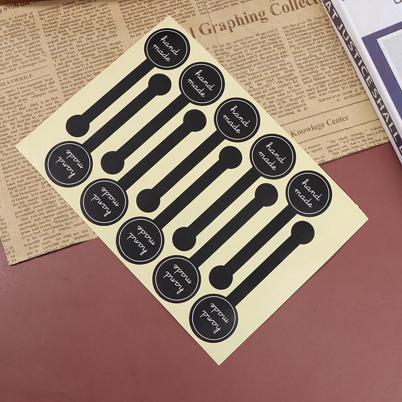 100Pcs Adhesive Long Style Handmade Cake Packaging Sealing Label Kraft Sticker