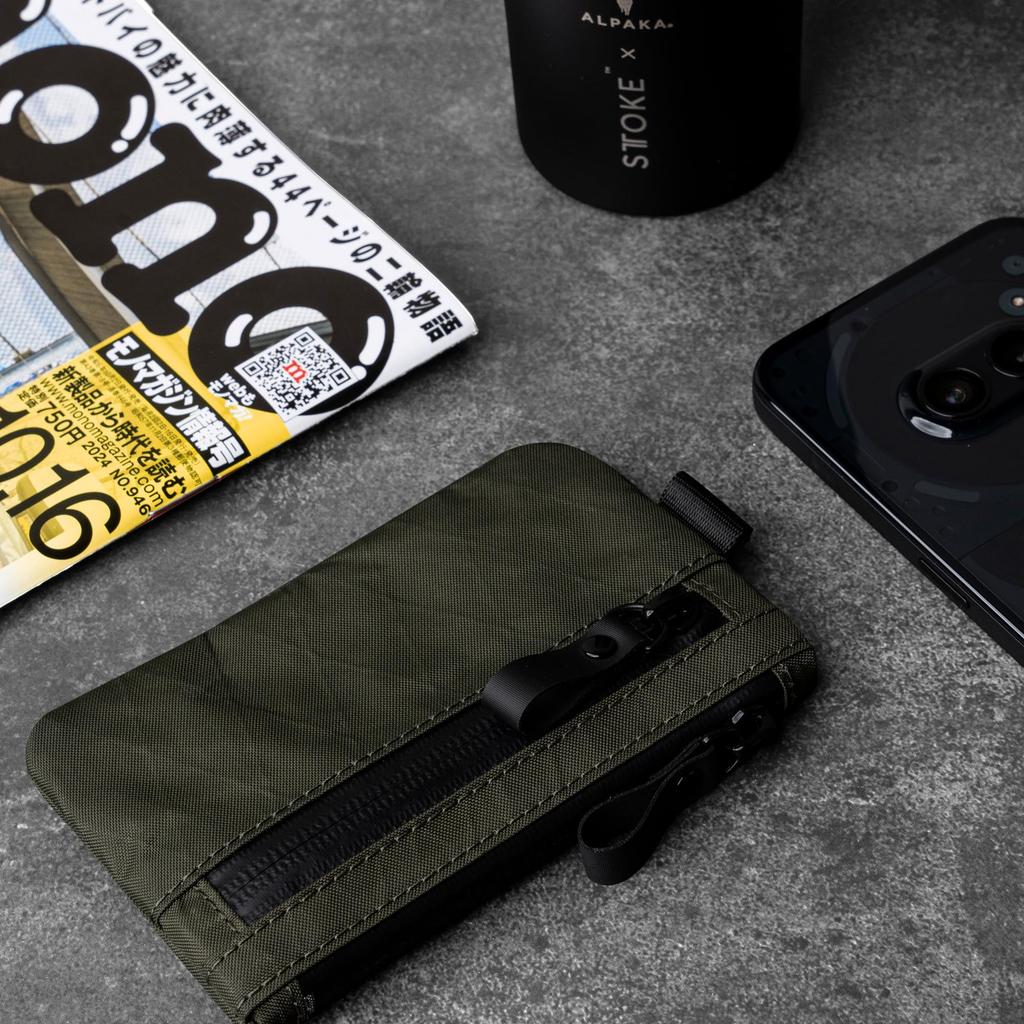 ALPAKA Zip Pouch RFID Slim Compact Wallet with Coin Card YKK Business Travel Gift Anti-Skimming Men's Purse, Slots, Label, Water-Repellent Zipper,