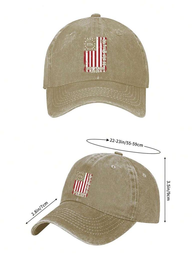 Vintage Washed American Flag 250th Independence Anniversary Baseball Cap Adjustable Unisex Patriotic Hat