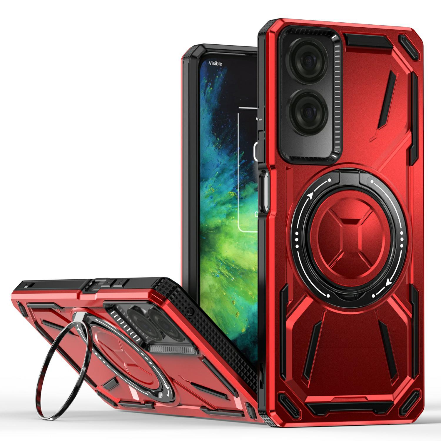 

Для TCL 50 SE Магнитный чехол Подставка ТПУ+ПК Чехол для телефона Red