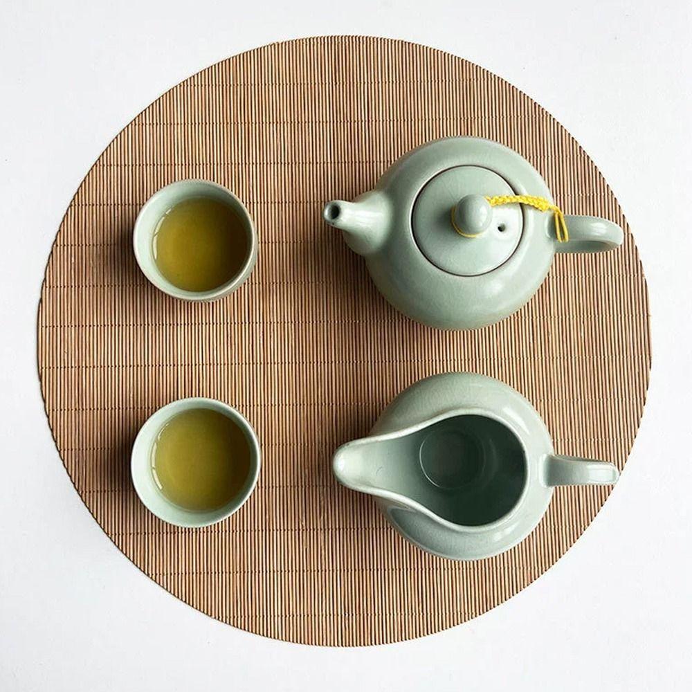 Oválná bambusová podložka na čaj Jemně tkaná bambusová podložka na čajový obřad Bambusová podložka Slavnostní použití