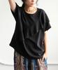 Antiqua Women's Ruffled Top, Short Sleeve, Solid Color, AJ-01785 F 05, Black